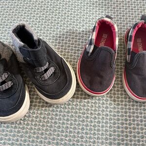 Old Navy Black High-tops and Red Gymboree Slip-On Shoes